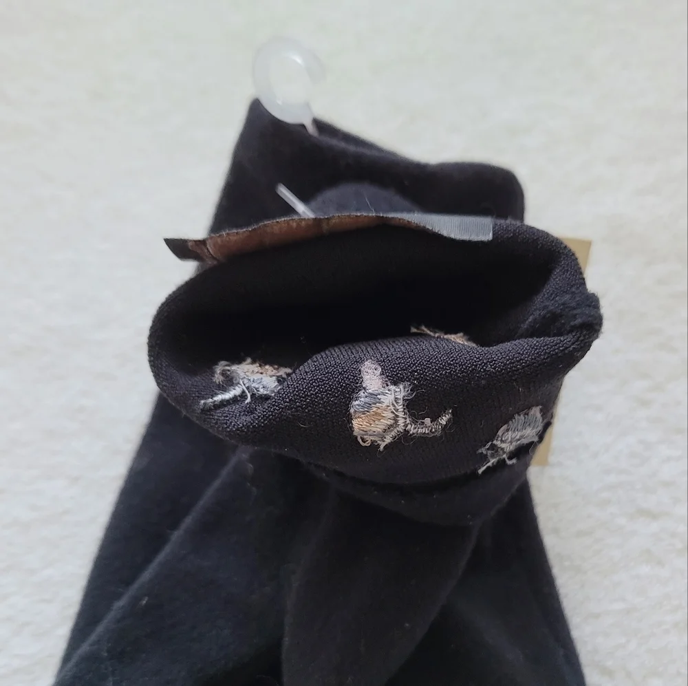 ECHO | Vintage Embroidered Floral Gloves NEW Ladies Small Black